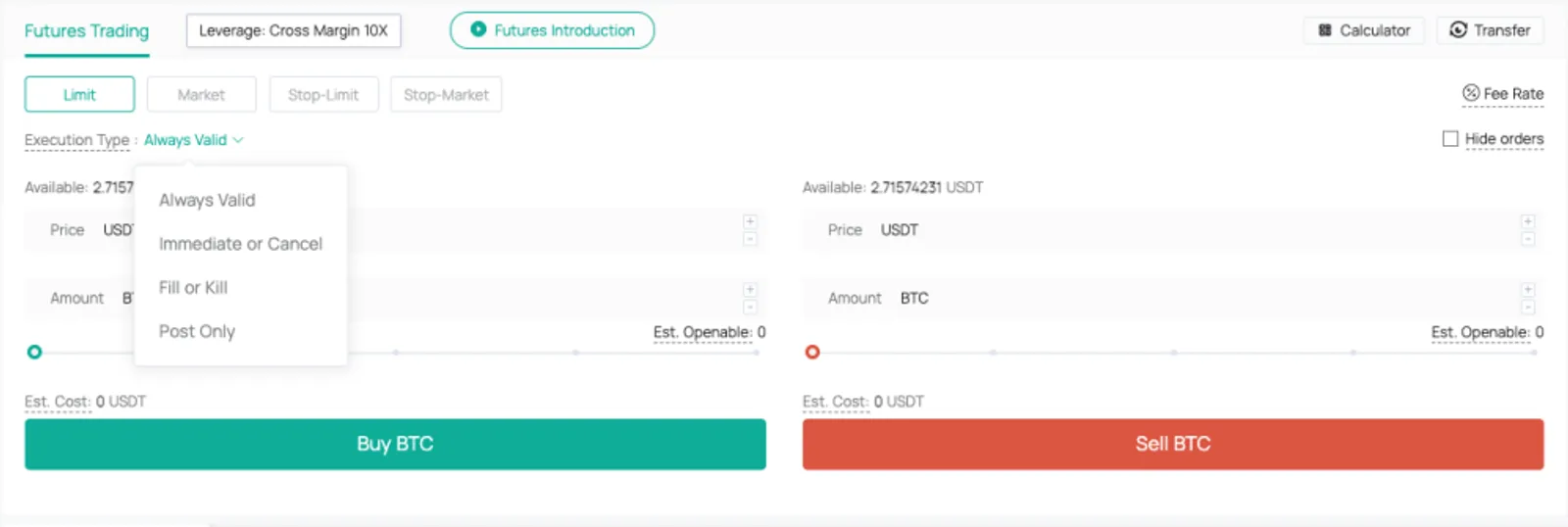 Futures trading on CoinEx