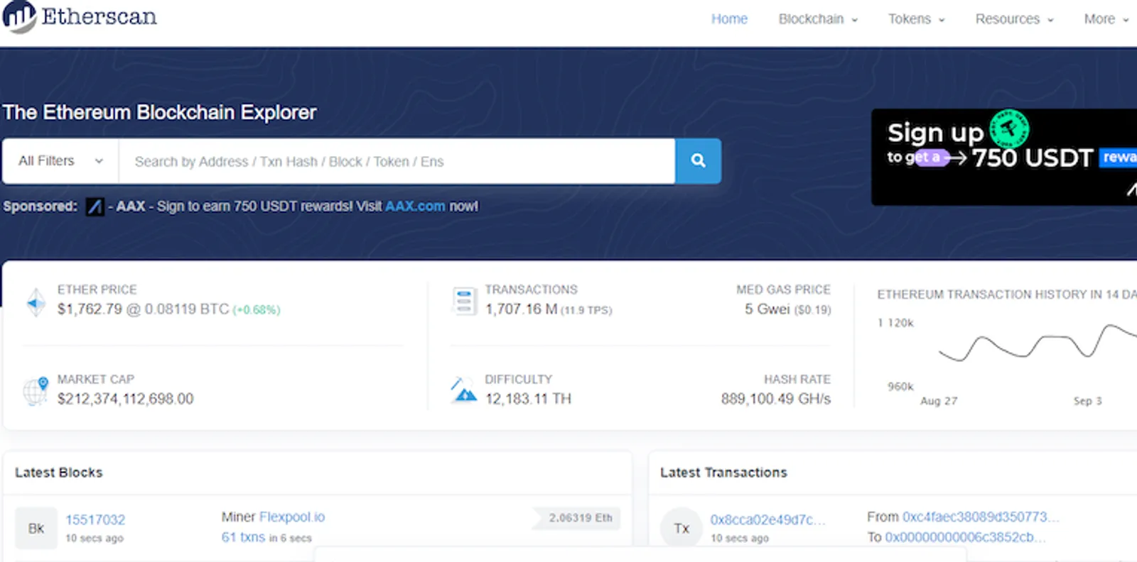 Etherscan blockchain explorer