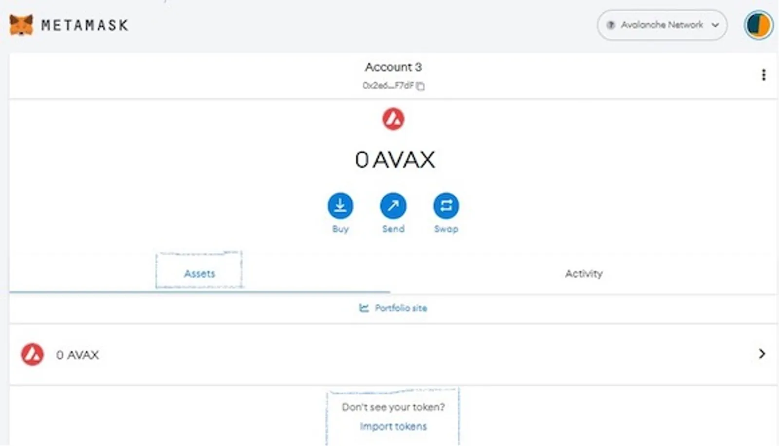Click Import tokens