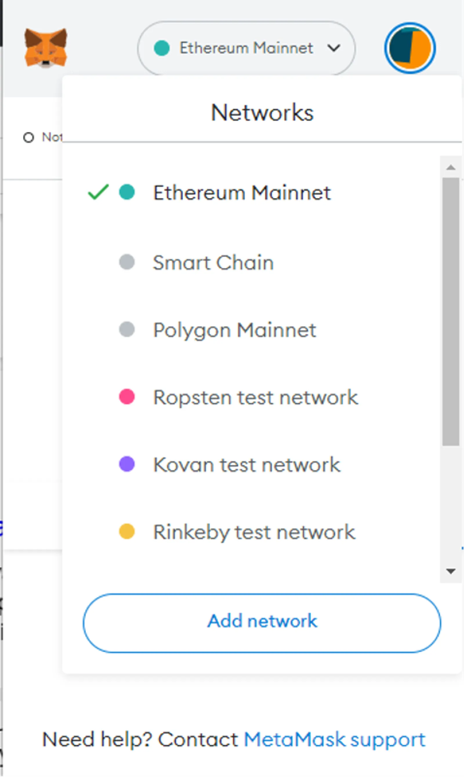 Add Network to Metamask