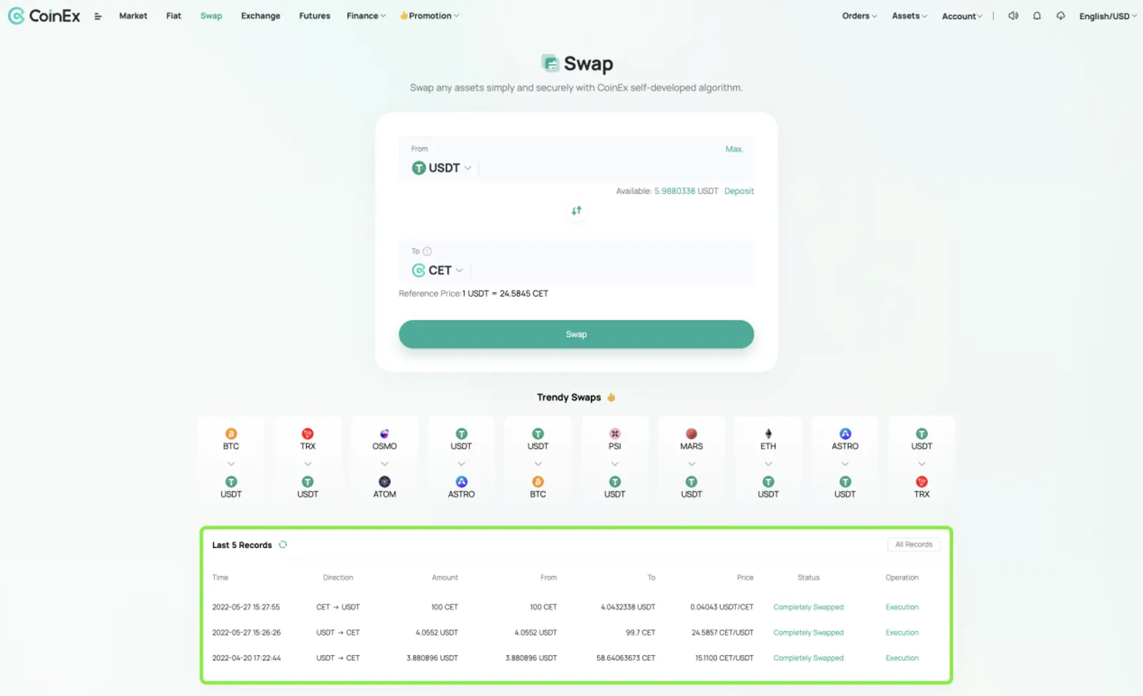 Powered by the Self-developed Smart Algorithm, CoinEx Swap Helps Users Swap Assets With One Click - image 6