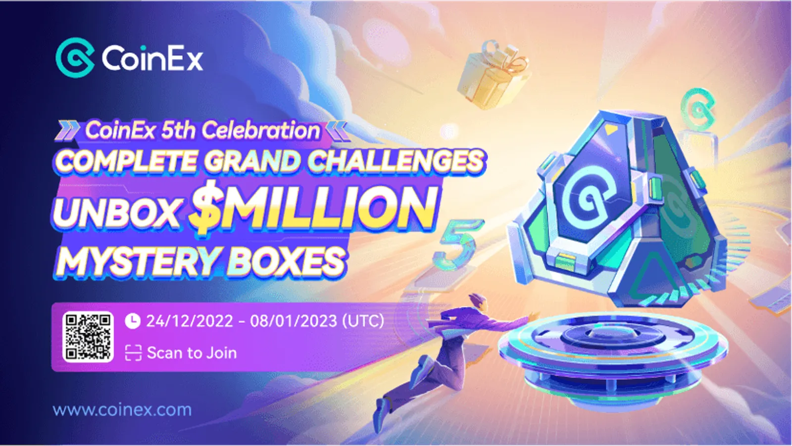 CoinEx 5. Yıl Dönümü Kutlamaları: Milyon dolar Değerinde Bedava Gizemli Kutuları Aç - image 2