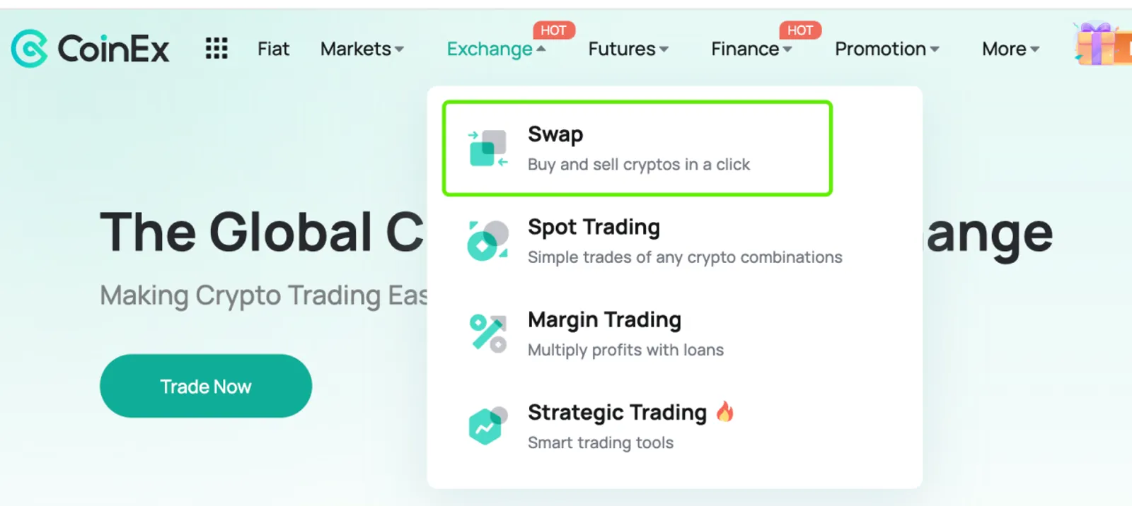 CoinEx Swap Function