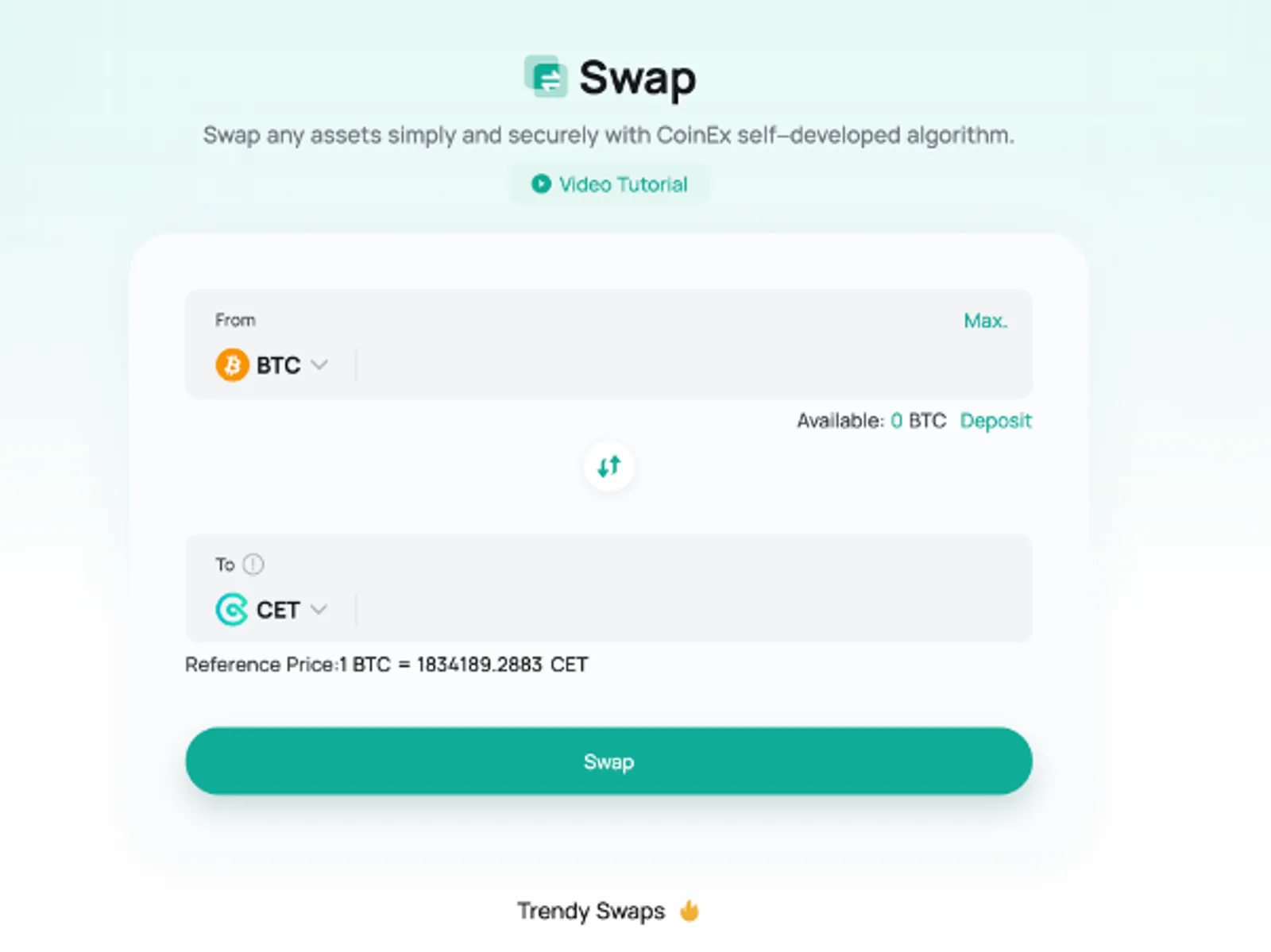 CoinEx兑换功能币币兑换