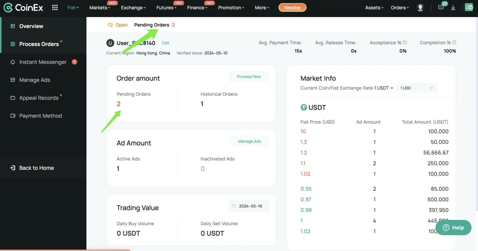 Hướng dẫn CoinEx P2P: Cách người bán P2P có thể thanh toán trong CoinEx và đăng quảng cáo - image 11