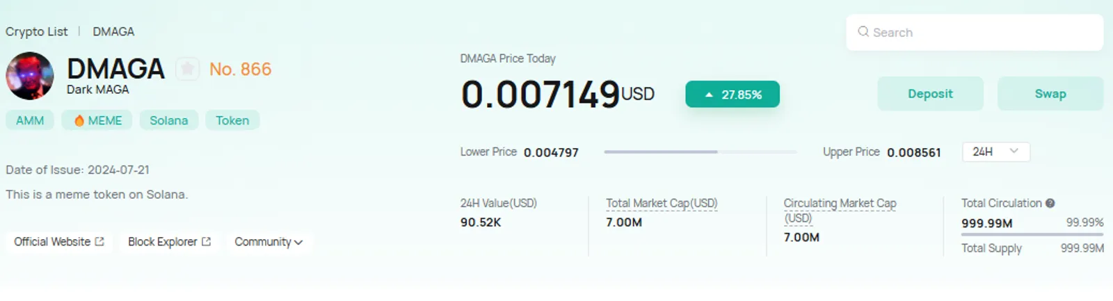 Como comprar e negociar tokens DMAGA na CoinEx