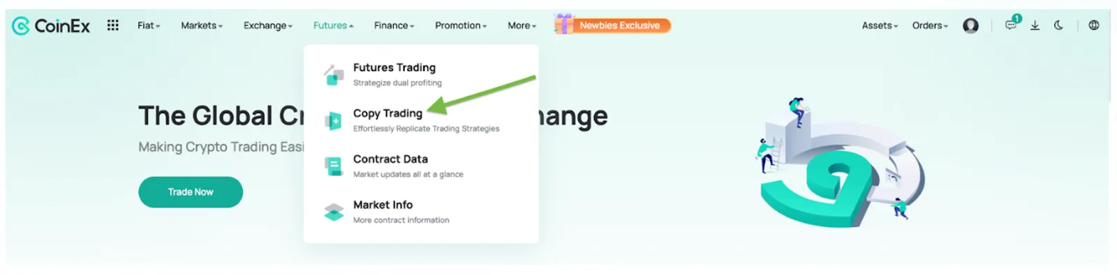 bấm vào Copy Trading
