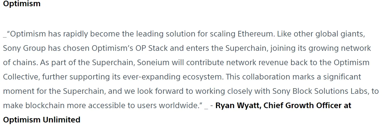 The Optimism of Soneium