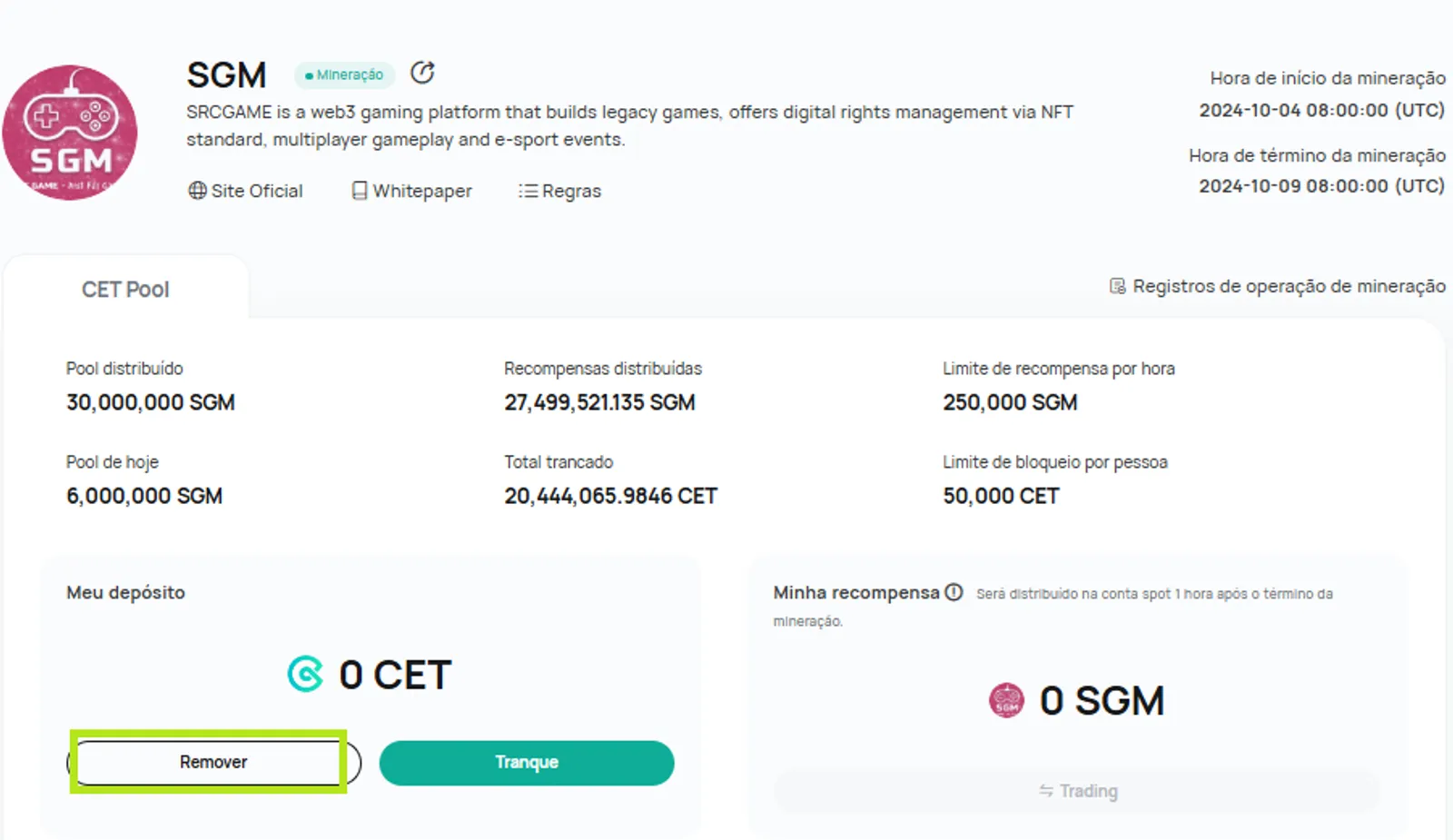 Mineração CoinEx