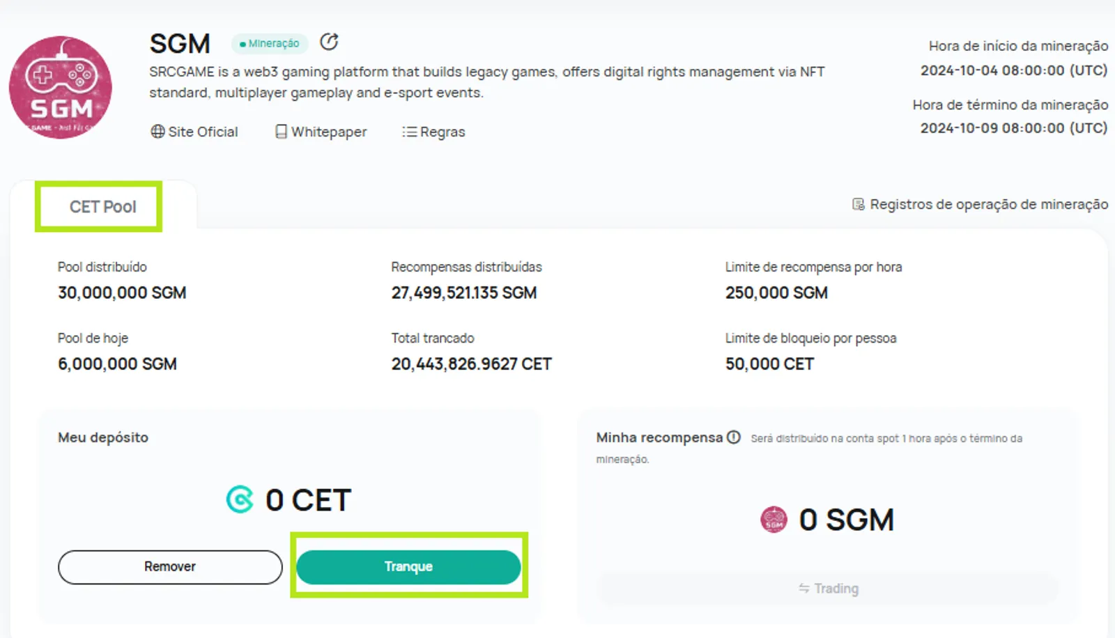 Mineração CoinEx