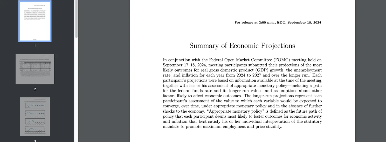 FOMC Economic Projections