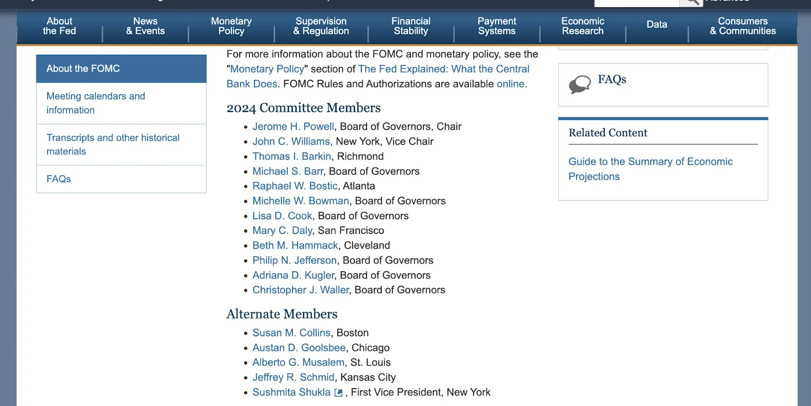 FOMC Membership