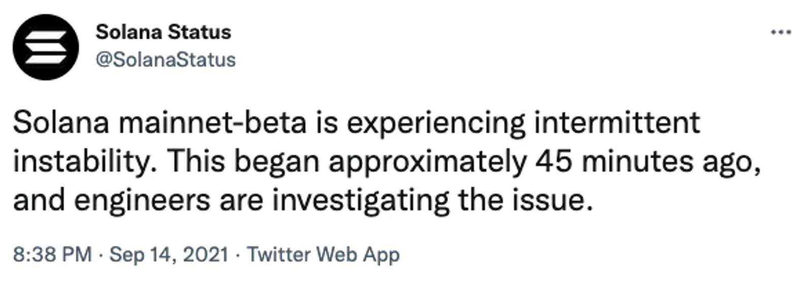 Solana team told they experienced intermittent