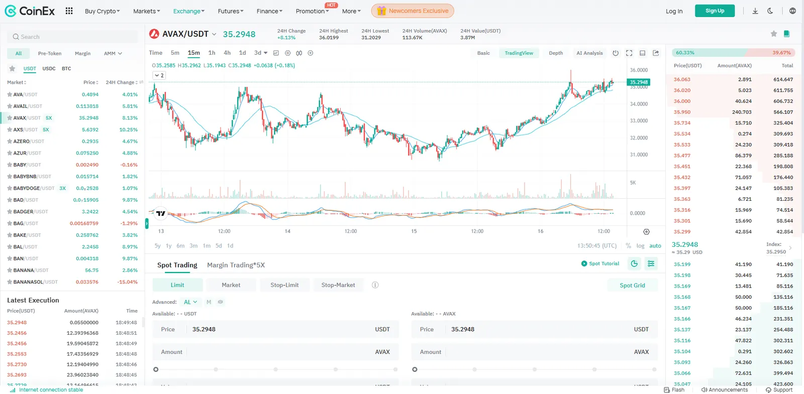 How to Buy Avalanche (AVAX) on CoinEx