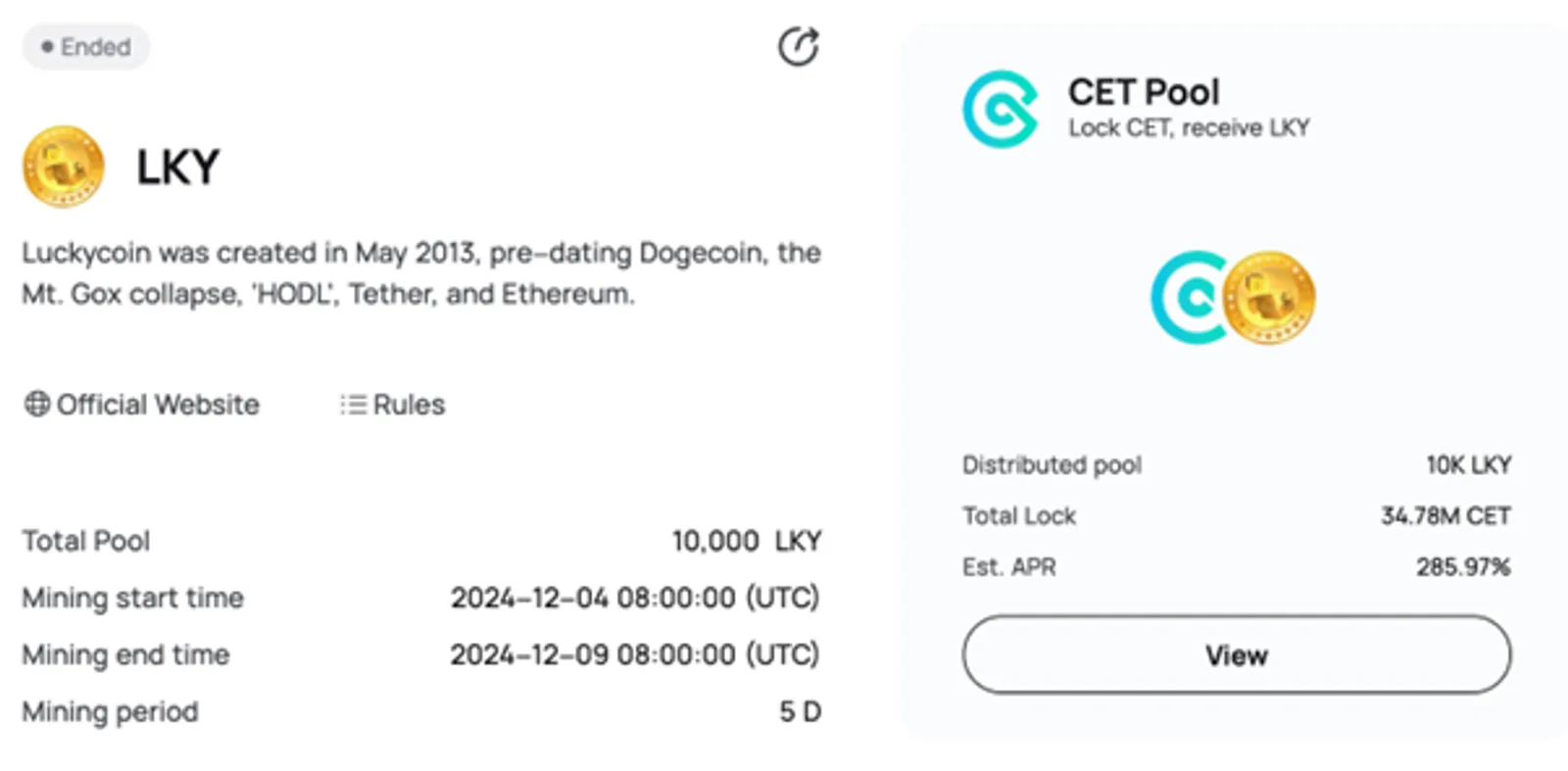 CoinEx تختتم ”قفل CET لمشاركة 10,000 LKY“ حدث التعدين