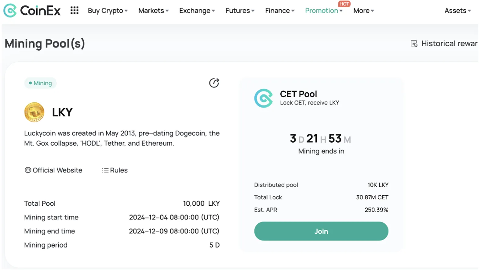 CoinEx Luncurkan Aktivitas CET Mining Kelima: Stake CET dan Raih 10,000 Token Luckycoin (LKY)