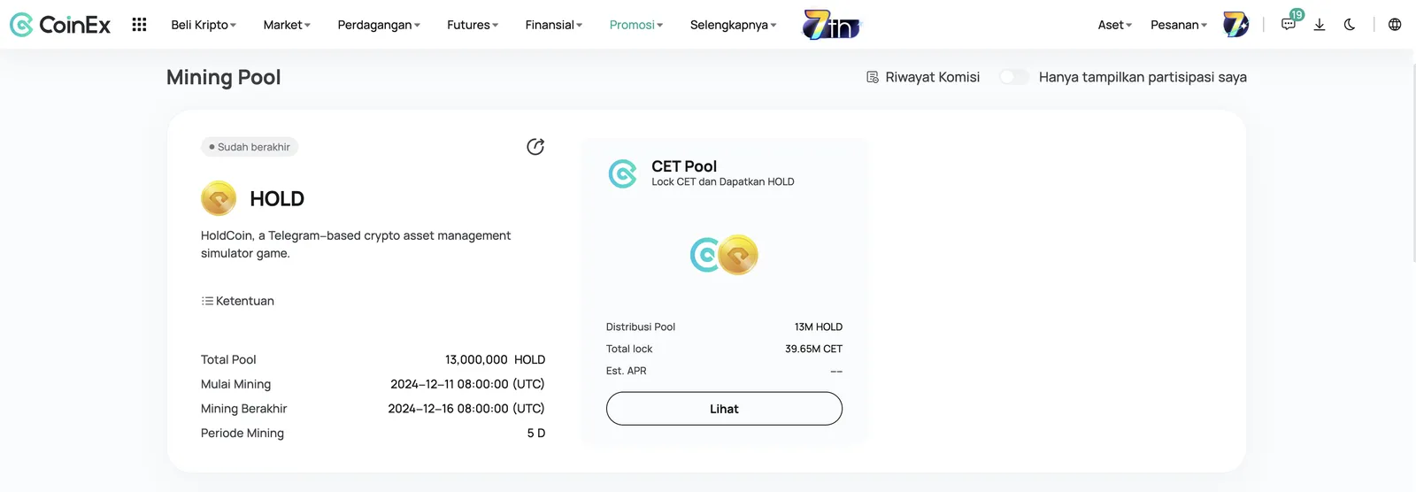 CoinEx Sukses Gelar Mining Event “Lock CET dan Raih 13,000,000 HOLD”