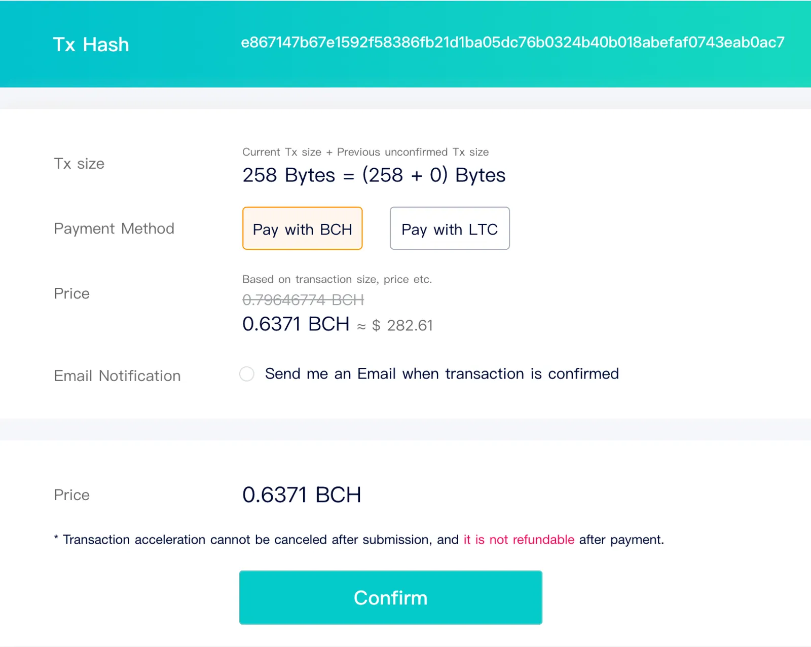 Estimate and Pay the Acceleration Fee