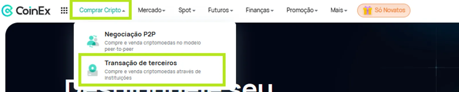 Comprar Cripto na CoinEx