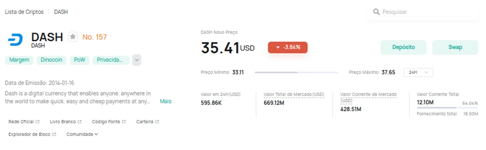 DASH na CoinEx