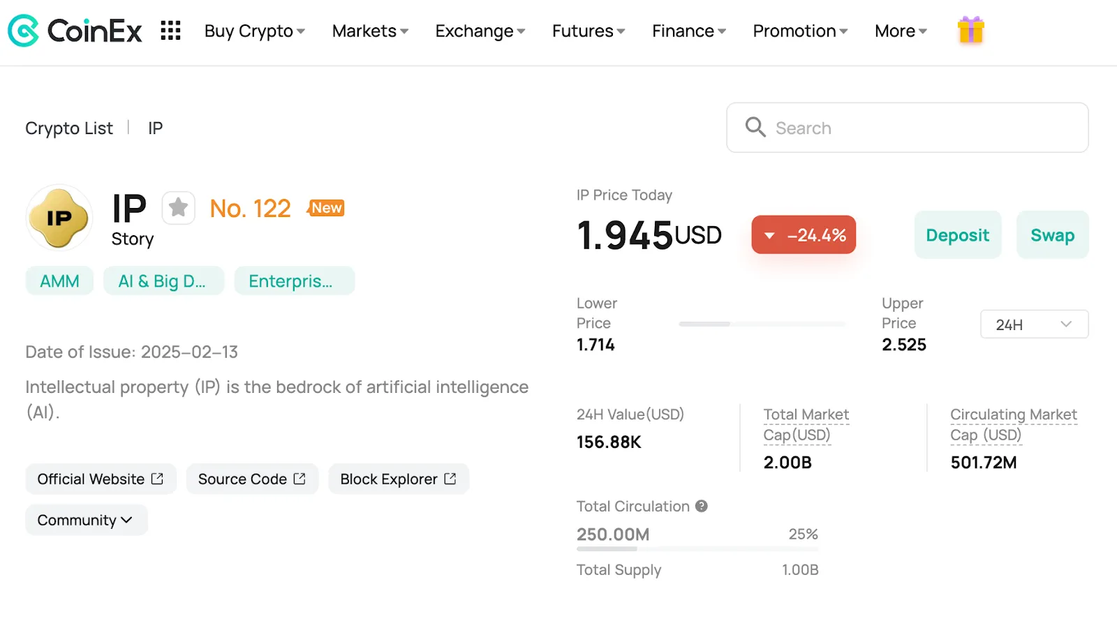 IP Token on CoinEx