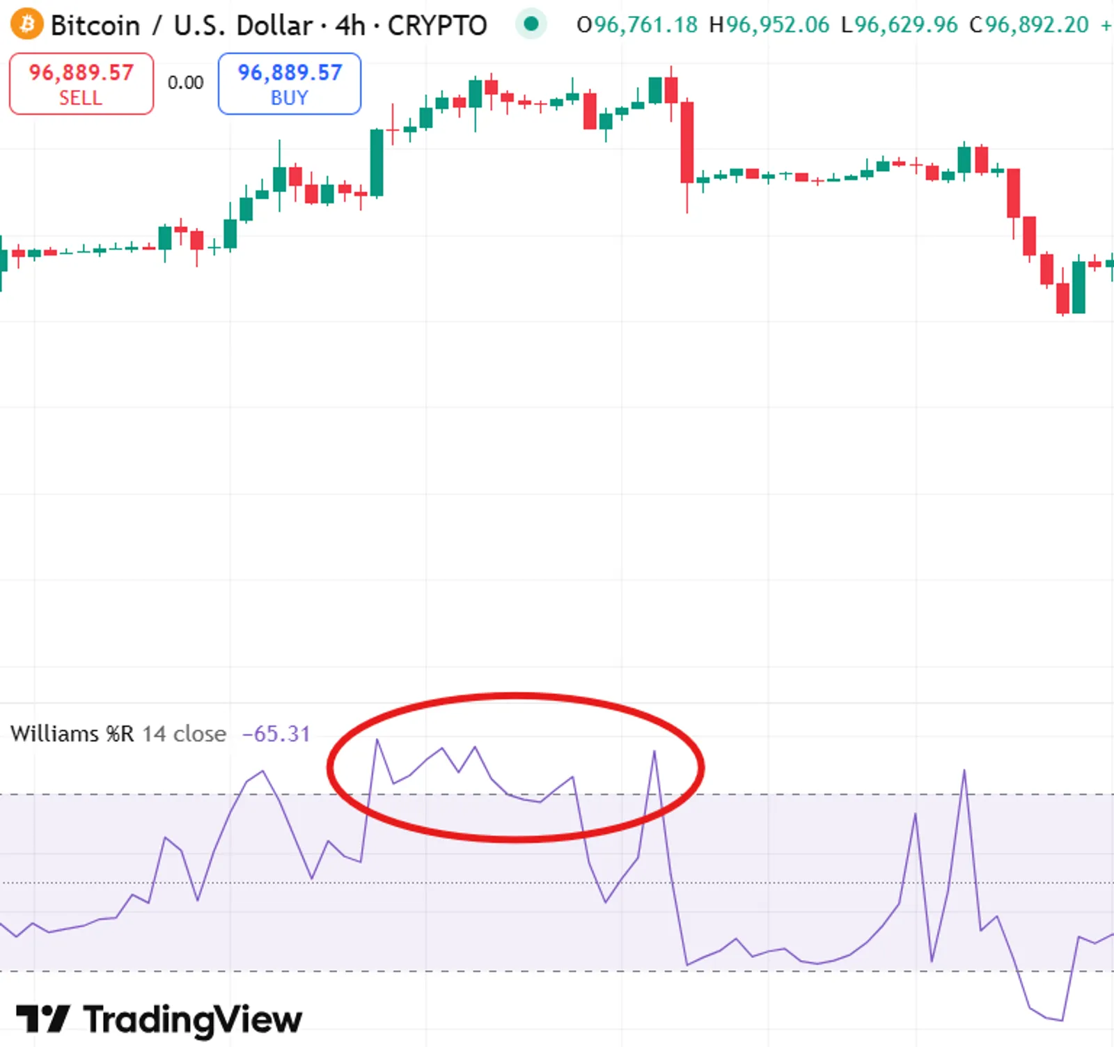 Case Study 2: Bearish Divergence (Potential Downward Reversal)