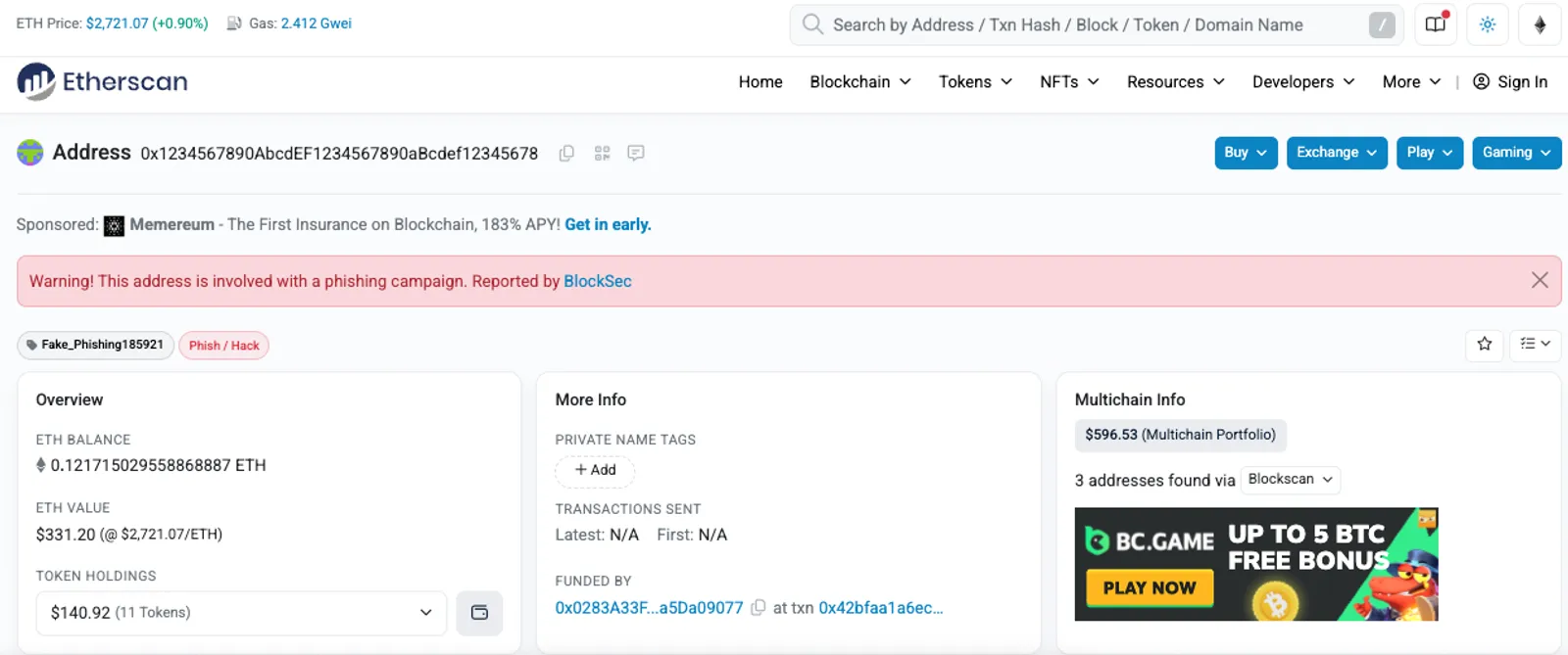 using Etherscan to verify a token's contract address