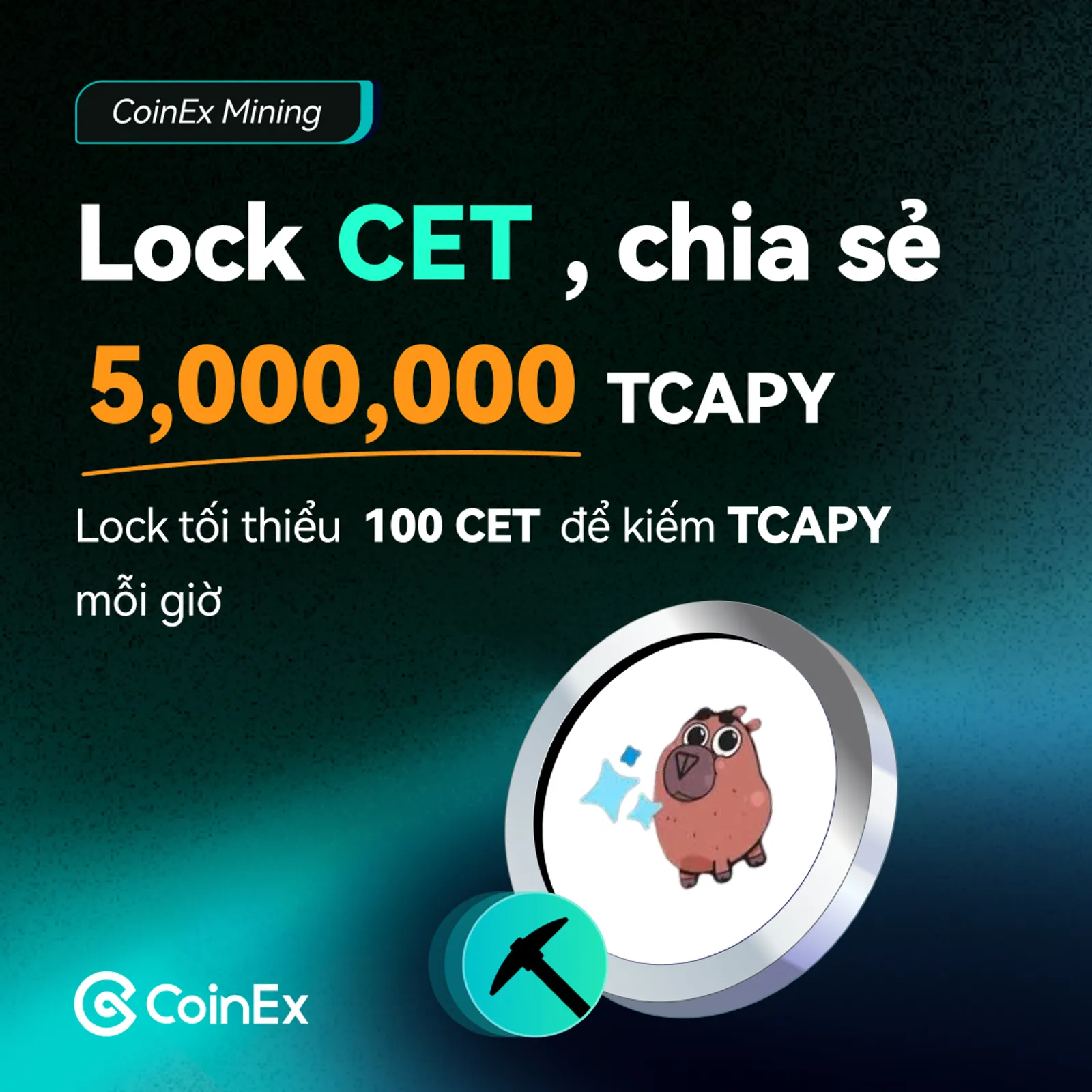 Nắm bắt cơ hội: CoinEx Mining – Lock CET để chia sẻ 5,000,000 TCAPY