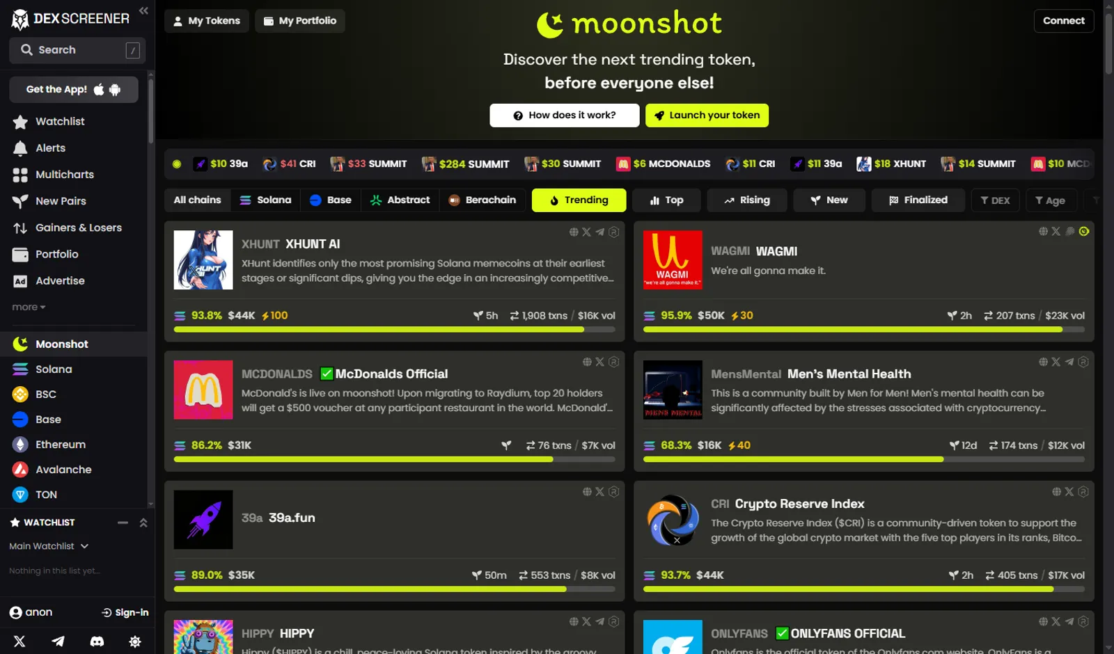 Moonshot на DEX Screener