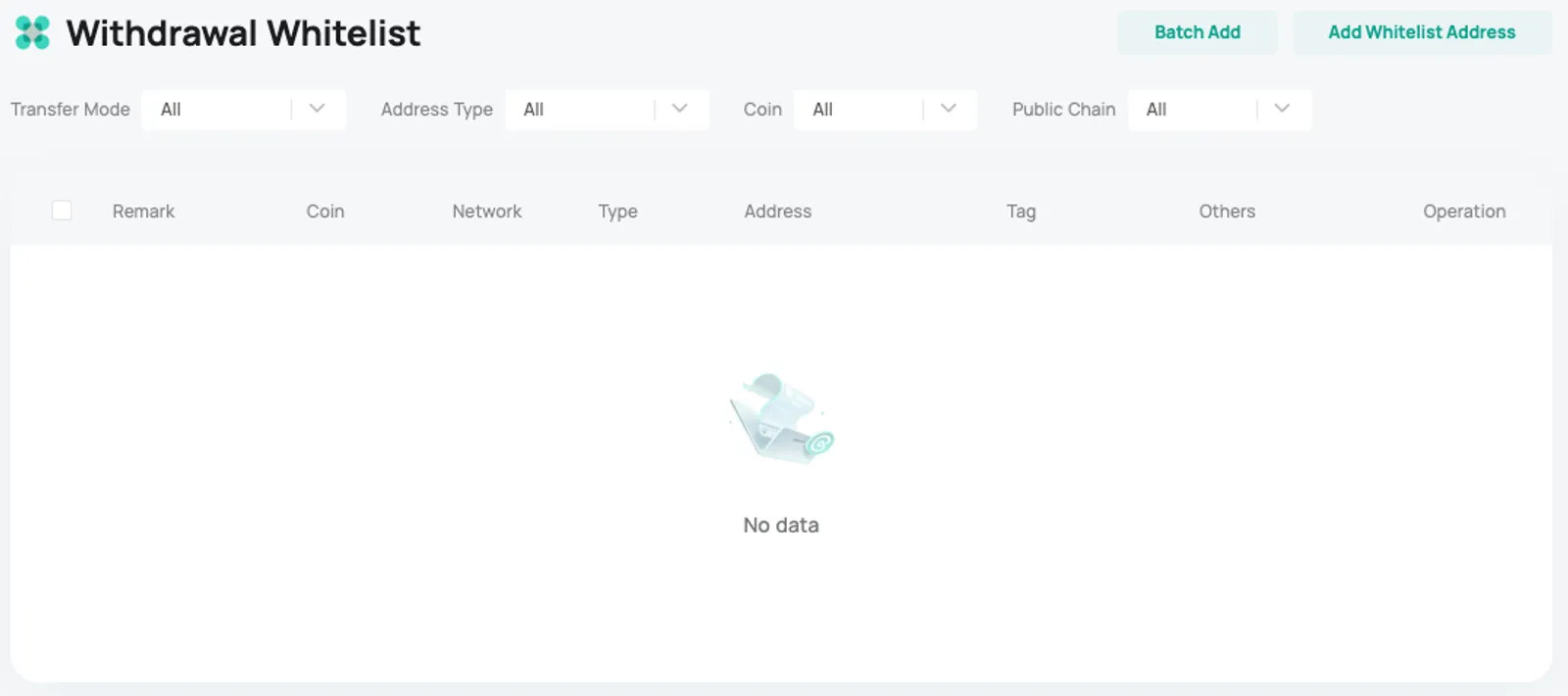 Users could set up a withdrawal whitelist in the API management setting.