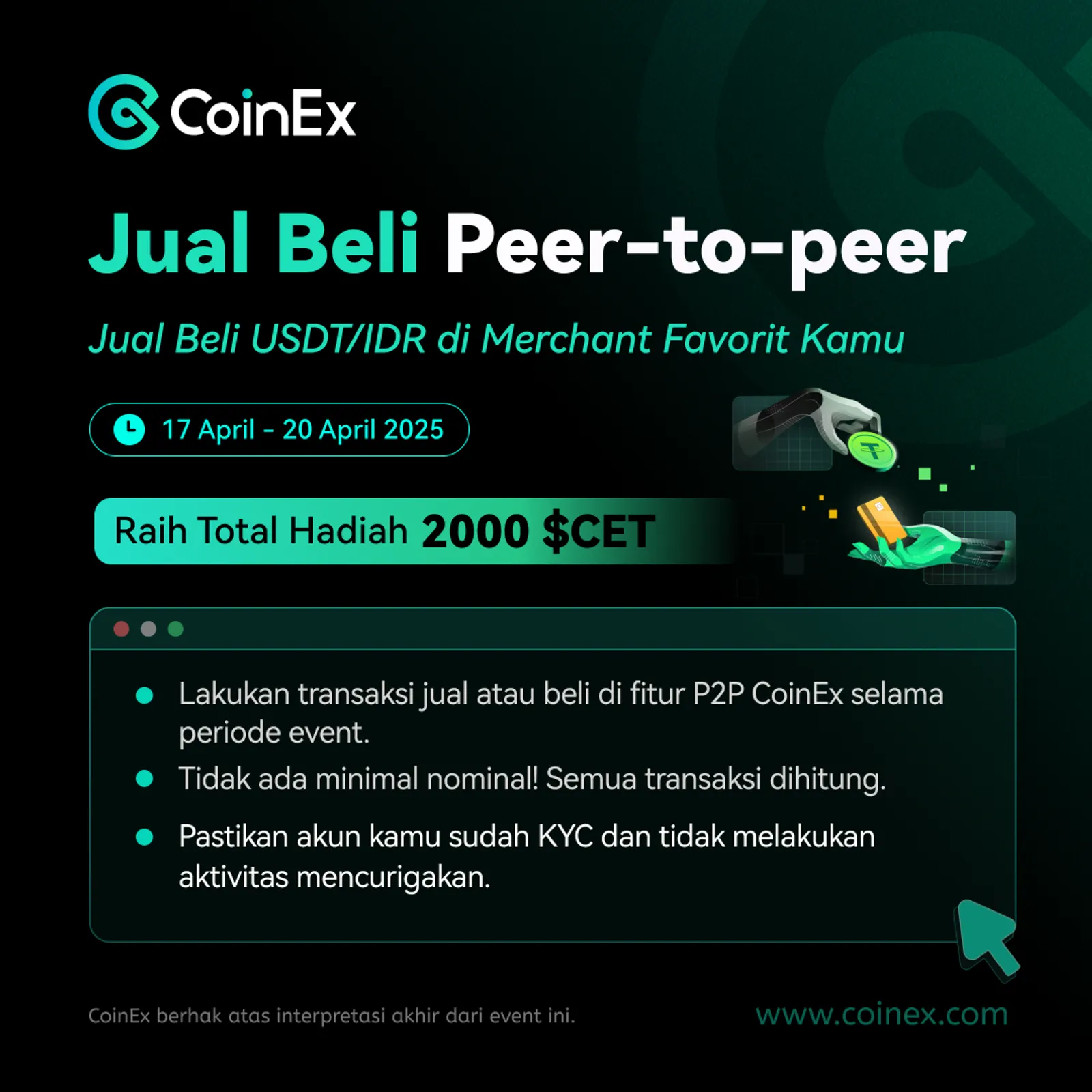 Ikuti Event P2P CoinEx dan Menangkan Total Hadiah $600!