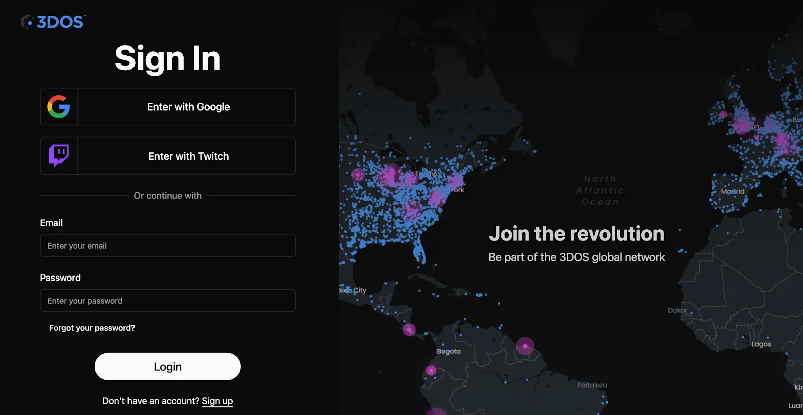 Step 1: Register on the 3DOS Dashboard